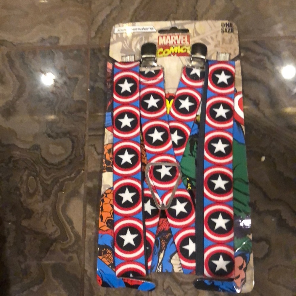🔥Marvel comics boys suspenders captain America